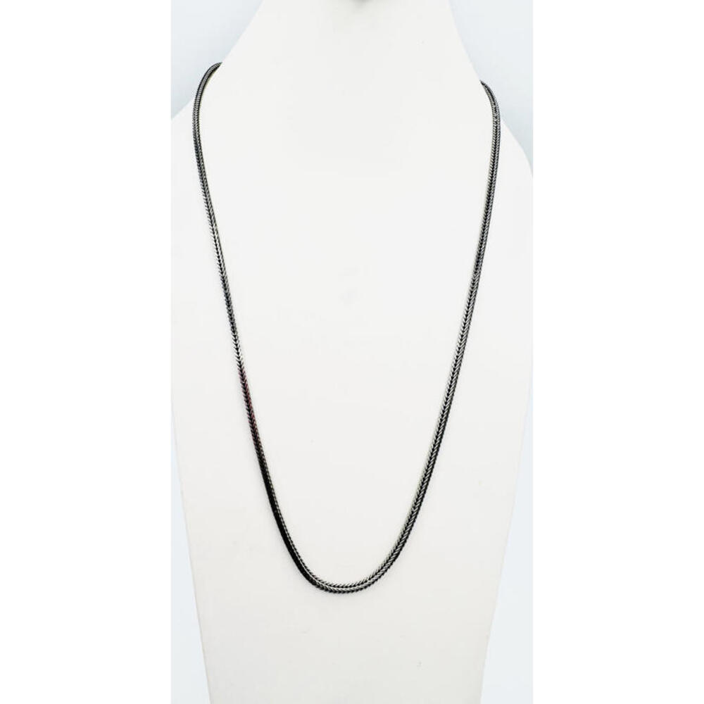 Sterling silver oxidized flat chain necklace
